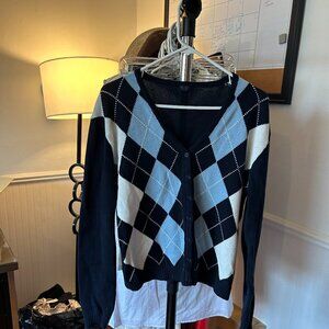 Brandy Melville Blue Argyle Cardigan